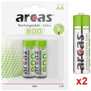 2 Piles Rechargeables ARCAS AA 1.2V 800mAh